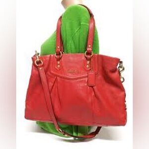 Coach Bag “Ashley” tote orange leather #F1261-19243 compartments crossbody **⬇️